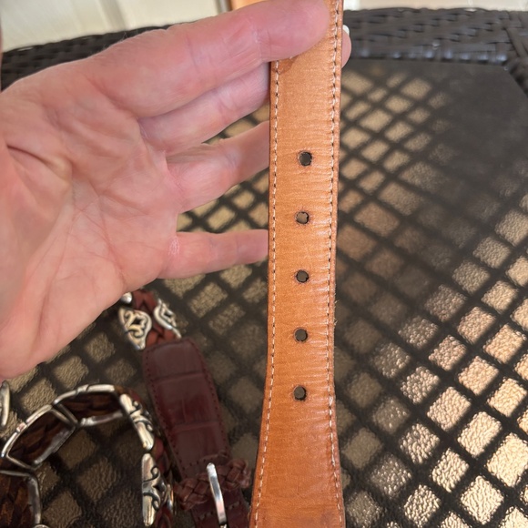 1996 Brighton Braided Leather Belt w/ Silver-Tone Stations #91807 Size L - Picture 4 of 7